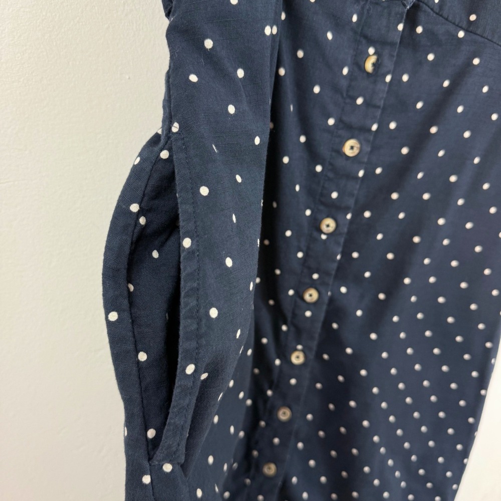 Abercrombie & Fitch Polka Dot Mini Dress S Tie Front Button Cotton Pockets Retro - Picture 9 of 14